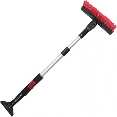 Abbildung von PETEX 4621 Schneebesen Eiskratzer mit Gummilippe 90 schwenkbar Teleskopstange Länge 58 86 cm, rot