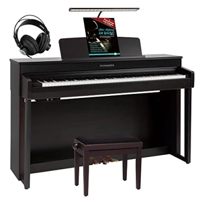 Abbildung von Steinmayer Digitalpiano DP 361 E Piano Set 88 Tasten mit Hammermechanik Ebony/Ivory Touch (Spar Set, inkl. Klavierbank, Kopfhörer, Pianoleuchte &amp; Schule), Layer, Split, Twin Piano, Aufnahmefunktion Bluetooth Audio/MIDI