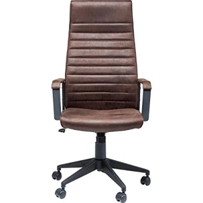 Abbildung von Kare Design Bürostuhl Labora, Braun, Bürostuhl, Drehstuhl, Veloursleder, Pappelholz Gestell, 360 Grad drehbar, rollbar, kippbare Rückenlehne, 129x62x59 cm (H/B/T)