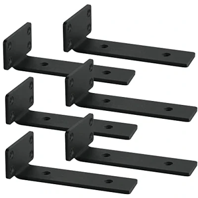 Abbildung von Regalhalterung,Schwerlastwinkel,Schwerlastkonsole,Winkel schwarz,Regalwinkel Metall 90 grad für Regale, Schwerlastträger unterstützung DIY (5mm dick),200mm 6 Stück