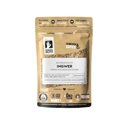 Abbildung von Bremer Gewürzhandel Ingwer, geschnitten, aromatisch scharf, getrockneter Ingwer für Tee &amp; zum Kochen, 10 x 50g
