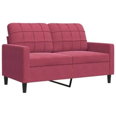 Abbildung von vidaXL Sofa 2 Sitzer, Polstersofa Doppelsofa für Wohnzimmer, Couch Loungesofa Metallgestell, Zweisitzer Samtsofa Sitzmöbel, Modern, Weinrot 120cm Samt