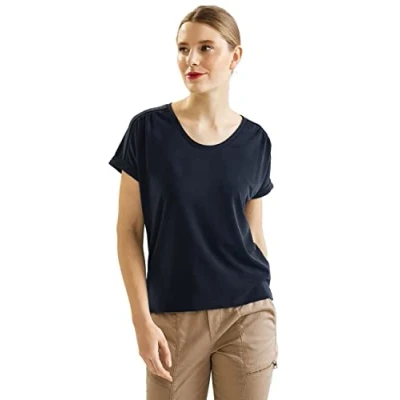 Abbildung von Street One Seidenlook Tshirt basic, Damen, Größe: 38, Blau