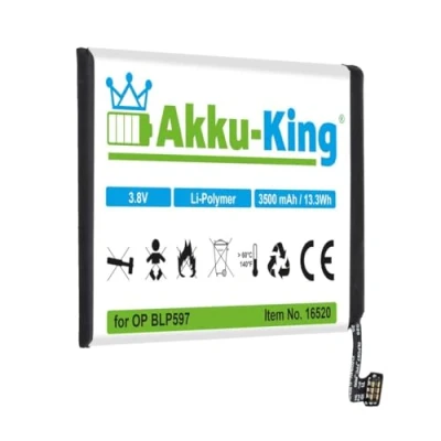 Abbildung von Akku King kompatibel mit OnePlus BLP597 Li Polymer 3500mAh für 2, 2 Global Dual SIM, SIM TD LTE, A2001, A2003, A2005