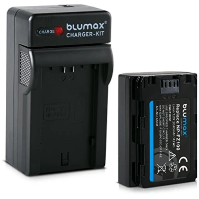 Abbildung von Blumax 2 Pack Sony NP FZ100 2040mAh Ersatzakku + Ladegerät für FX30 7 IV 7c 7RIV 7RV 7RIII ZV E1