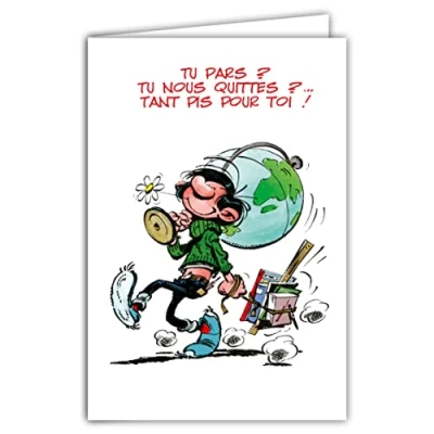 Abbildung von Gaston Lagaffe GLCT 0127 Glückwunschkarte mit Motiv für den Ruhestand, französischer Beschriftung
