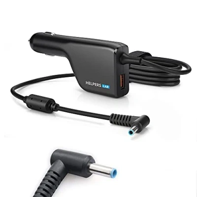 Abbildung von Helpers Lab Laptop Notebook KFZ Netzteil Ladegerät Adapter mit USB QC3.0 für HP Envy4 Envy6 EliteBook TouchSmart Folio Pavilion Stream Spectre Zbook chromebook 19,5V 3,33A 65W