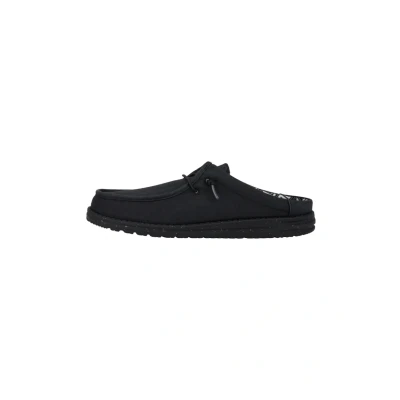 Abbildung von HEYDUDE Wally Slip Stretch Canvas Zapatos Estilo Mocasín para Hombre, Black/Black, 42