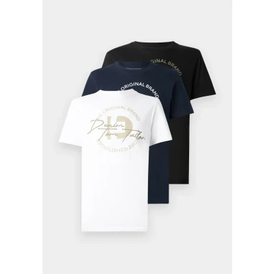 Abbildung von TOM Tailor Denim 3 PACK Tshirt print, Herren, Größe: Small, White/blue/black