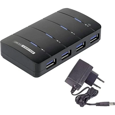 Abbildung von Renkforce 4 Port USB 3.2 Gen 1 Hub (USB 3.0) mit Status LEDs Schwarz