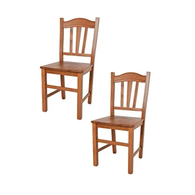 Abbildung von t m c s Tommychairs 2er Set Stühle Silvana für Küche und Esszimmer, Robuste Struktur aus Buchenholz, in der Farbe Kirschholz lackiert Sitzfläche Holz