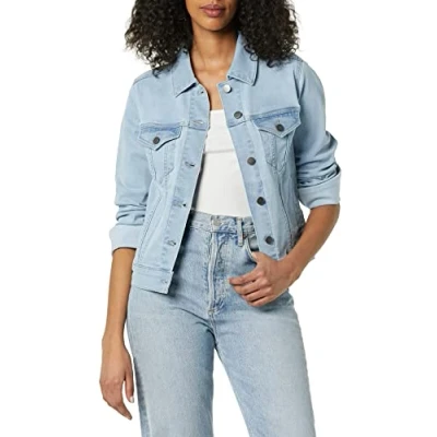 Abbildung von Amazon Essentials Damen Jeansjacke (erhältlich in Übergröße), Helle Waschung, XXL
