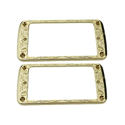 Abbildung von Guyker Flache Humbucker Abdeckung aus Metall, Pickup Montagering Set Steghals Tonabnehmerrahmen, Ersatzteil für E Gitarre oder Präzisions Bass (2 Stück, PR006 Gold)