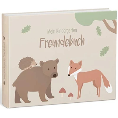 Abbildung von mintkind® „Meine Freunde“ Freundebuch Wald für den Kindergarten Junge und Mädchen Freundschaftsbuch zum Ausfüllen Kindergartenfreunde