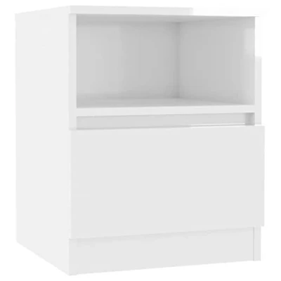 Abbildung von vidaXL Nachttisch 1 Schublade Ablage Nachtschrank Nachtkommode Nachtkonsole Schlafzimmer Schrank Kommode Hochglanz Weiß 40x40x50cm Holzwerkstoff