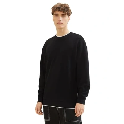 Abbildung von TOM Tailor Denim MIT Struktur Sweatshirt, Herren, Größe: Large, Black