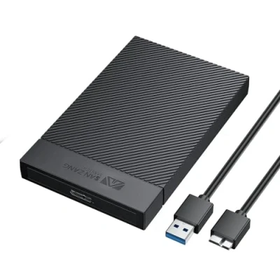 Abbildung von Festplattengehäuse 2,5 Zoll SANZANG USB 3.0 Festplatte Gehäuse mit Kabel Werkzeugloses für 2 5 SATA SSD und HDD in Höhe 9.5mm 7mm, UASP &amp; Trim unterstützt