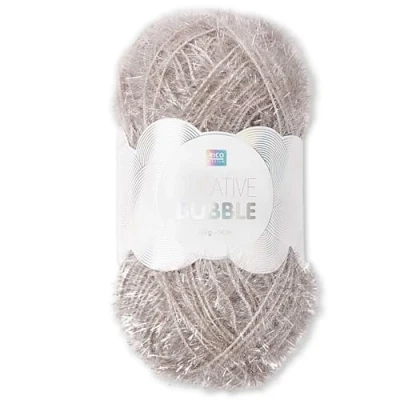 Abbildung von Frida&#039;s Wollhaus Rico Design 50 g Creative Bubble Schwammgarn Wolle Stricken Häkeln 57 Farben (011 Silber)