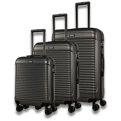 Abbildung von NOWI Kofferset Las Palmas 3 teiliges Koffer Set aus Hartschale mit Kofferwaage und Gurt (ABS) Zahlenschloss, 4 Doppelrollen, 360 drehbar, leicht &amp; robust Reisekoffer (grau)