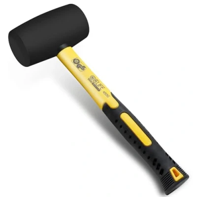 Abbildung von CCLIFE Gummihammer Schwarz 450g Zertifiziert durch TÜV und GS Gummi hammer mit zwei Seiten, D=55 mm Schonhammer für Bodenleger Fliesen