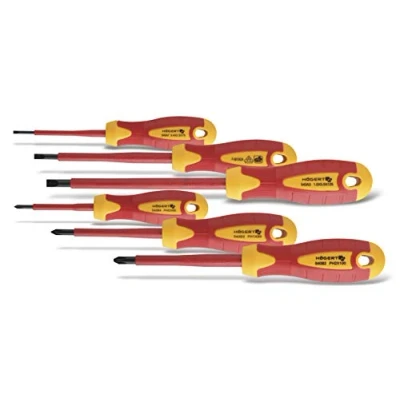 Abbildung von Hogert Technik HT1S996 Schraubendrehersatz 6 Schlitz S2.5, S4, S5.5, PH0, PH1, PH2 Display (Karton) 1000 V