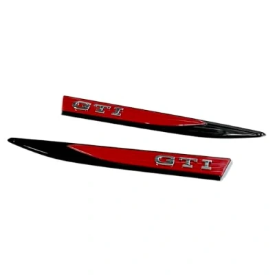 Abbildung von Volkswagen 2G0853688 2G0853689 Plaketten GTI Schriftzug Kotflügel seitlich Emblem Logo, schwarz/rot