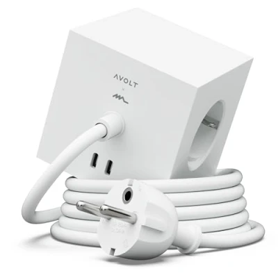 Abbildung von Avolt Steckdosenleiste Wurfel USB C Die Weltweit Ersten Designer Steckdosenleisten 3 Steckdosen und 2 Anschlusse Magnetischer Fuß Haftet Fast Uberall (Weiß, 1.8m)