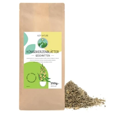 Abbildung von Königskerze Blätter 250g von Alpi Nature, Mullein, Pflanze getrocknet und geschnitten, Tee lose, Königskerzenblätter zur Zubereitung Kräutertee