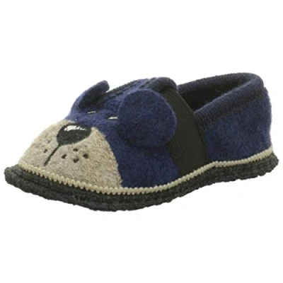 Abbildung von Beck Warmfutter Teddy Hausschuh für Kinder, Größe: 35, Dunkelblau Schuhe