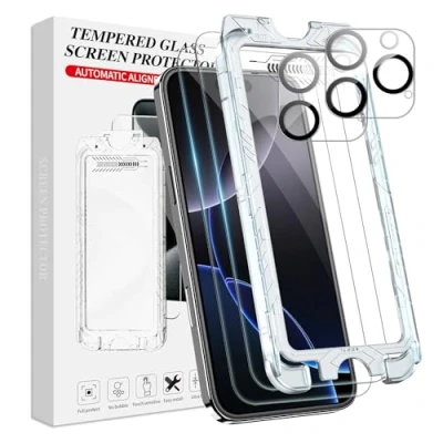 Abbildung von FDHYFGDY 2+2 Stück für iPhone 16 Pro Panzerglas,2 Schutzfolie + 2 Kameraschutzfolie, [Kein Staub Keine Blasen] Displayschutzfolie Folie