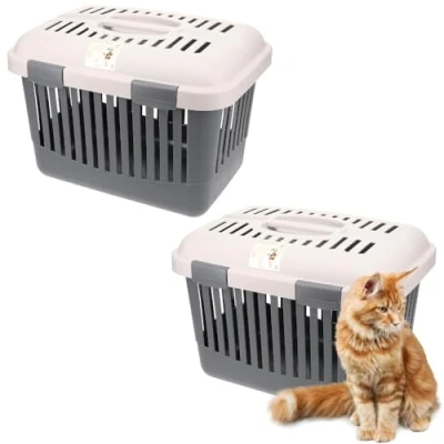 Abbildung von GarPet Tiertransportbox 2x Katzentransportbox Oben Öffnen Dachöffnung Kleintier Transport Box