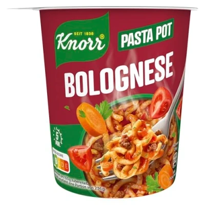 Abbildung von Knorr Pasta Snack Pot Bolognese leckere kleine Mahlzeit fertig in nur 5 Minuten 8x 60 g