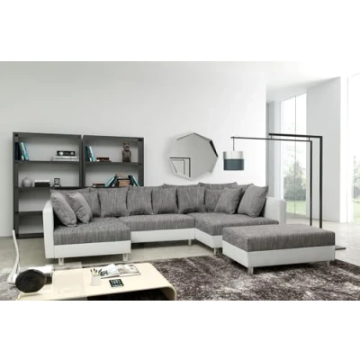 Abbildung von Küchen Preisbombe Sofa Wohnlandschaft Couch Ecksofa Eckcouch weiß / hellgrau Minsk XXL, in U Form mit Hocker