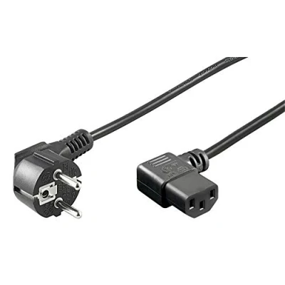 Abbildung von kab24® Schutzkontakstecker gewinkelt auf Kaltgerätebuchse (2m, schwarz gewinkelt)