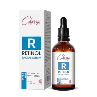Abbildung von Retinol Serum mit Vitamin A und Falten weg Soforteffekt. Hautbilderneuerndes anti aging Gesichtsserum. Altersflecken Milien Entferner Hautpflege für deine skincare.