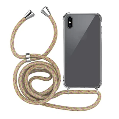Abbildung von MyGadget Handykette für iPhone XS Max [ TPU Hülle mit verstellbaren Band ] Handyhülle Handyband zum Umhängen Kordel Case Schutzhülle Muster Bunt