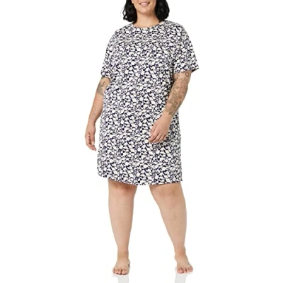 Abbildung von Amazon Essentials Damen Schlafshirt aus Strickjersey (in Übergröße erhältlich), Marineblau Silhouette mit Blumen, XL Große Größen