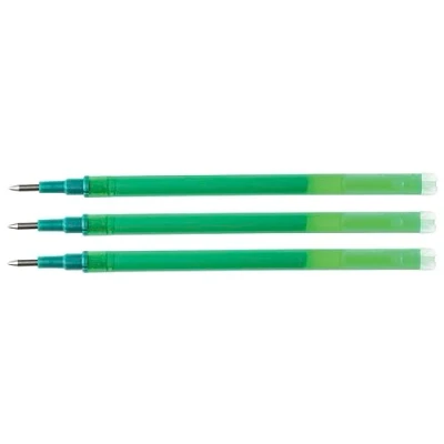 Abbildung von Q Connect Gel Kugelschreiberminen Löschbarer 1,0 mm Farbe: Grün / 3 Stück (3er Pack)/ Kugeldurchmesser: 1,00 mm/Strichstärke: 0,7