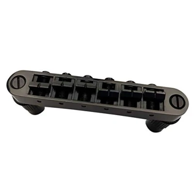 Abbildung von Guyker Guitar Saddle Bridge Tune O Matic Bridges with Post Hole 6.3mm Replacement Compatible Gibson Les Paul LP SG EPI 6 String Electric BM003 (Black)