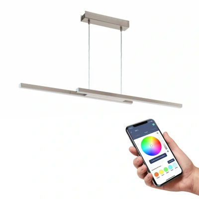 Abbildung von Eglo 900077 LED Hängeleuchte FRAIOLI Z nickel matt weiss L:105.5 B:10 H:120cm dimmbar 2700 6500K mit Connect Funktion