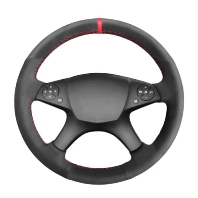Abbildung von MEWANT Lenkradbezug für Benz W204 C Klasse C280 C230 C180 C260 C200 C300 Lenkradhülle aus Wildleder per Hand Nähen Lenkradschoner