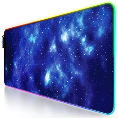 Abbildung von CSL RGB Gaming Mauspad LED Schreibtischunterlage 800x300 mm XXL Mousepad Multi Color 11 Beleuchtungs Modi 7 Farben Plus 4 Effektmodi abwaschbar Blue Star