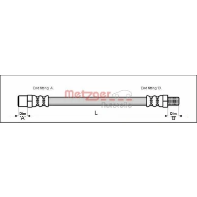 Abbildung von METZGER 4110336 Bremsschläuche 281 M10 x 1 BMW: 7, AUDI: A8 D2
