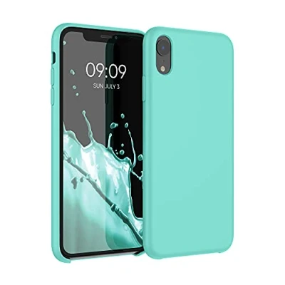 Abbildung von kwmobile Hülle kompatibel mit Apple iPhone XR Silikon Handy Case Handyhülle weiche Oberfläche kabelloses Laden Türkis