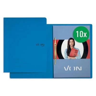 Abbildung von VON Leitz 10er Pack Schnellhefter A4, Karton, Mit Heftmechanik, Für 250 Blatt, Soft Cover, Schule, Studium &amp; Haushalt, Blau, 30130035