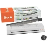 Abbildung von Peach 4 in 1 Laminiergerät A3 inkl. Eckenrunder, cutter, Laminerfolien ABS startklar 3 5 Minuten 2x125 mic. 250 mm/min Heiß &amp; Kaltlaminiergerät PBP420