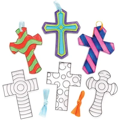 Abbildung von Baker Ross Kreuz Sonnenfänger Dekorationen, 10 Stück, christliches Osterbasteln für Kinder (AX789)