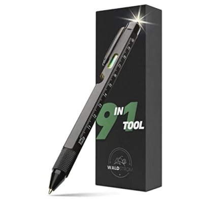 Abbildung von Waldstrom® 9 in 1 Taktischer Kugelschreiber mit Licht I Stift Werkzeugen ideal für Alltag &amp; Outdoor Tactical Pen edler Box perfekte Männergeschenke