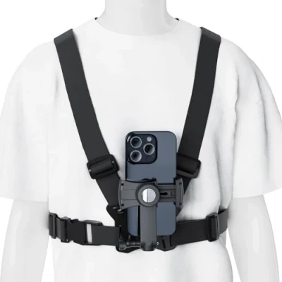 Abbildung von Maclean MC 294 2 in 1 Universal Brustgurt Halterung für Smartphone und Action Kamera, Kompatibel mit GoPro Kameras UVM., Handy Sport Handyhalter, Kamera 360 Drehbar
