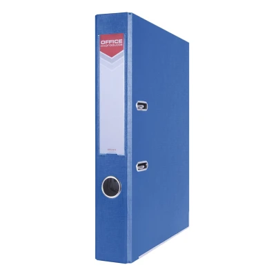 Abbildung von OFFICE PRODUCTS 21011121 01 Ordner A4/55 mm Blau Kunststoffbezug PP/Papier Schlitzordner, Büroordner, Aktenordner Metall Kantenschutz Metallgefasstes Griffloch Hebelmechanik Einsteckrückenschild